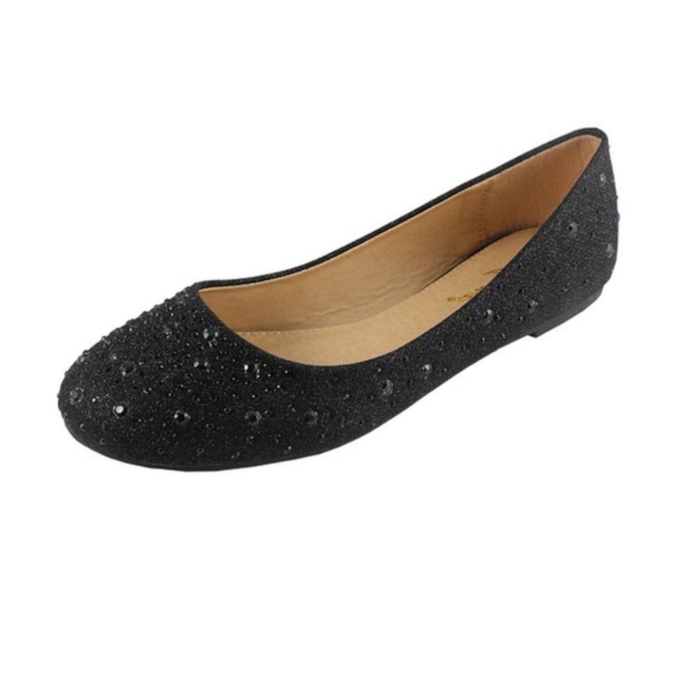 GLITTER JEWELED FLATS